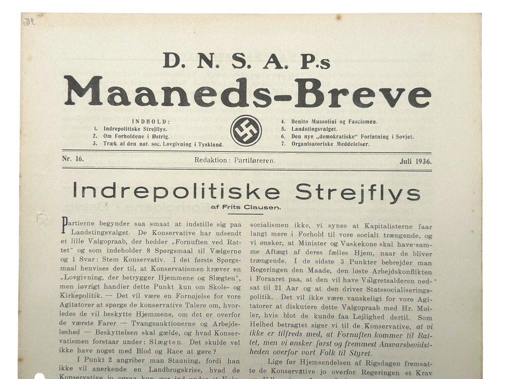 Original 1936 DNSAP magazine 'D.N.S.A.P.s Maaneds-Breve' — image 2