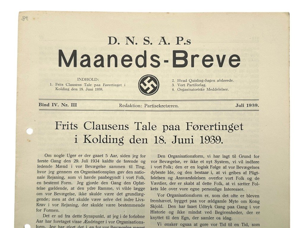 Original 1939 DNSAP magazine 'D.N.S.A.P.s Maaneds-Breve' — image 2
