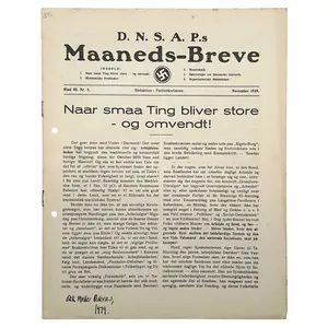 Original 1938 DNSAP magazine 'D.N.S.A.P.s Maaneds-Breve'