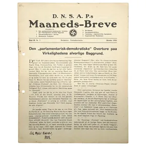 Original 1938 DNSAP magazine 'D.N.S.A.P.s Maaneds-Breve'