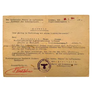 Original WWII German Ausweis Der technische Führer im Luftschutz – …