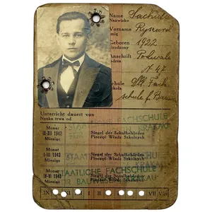 Original WWII German Schülerausweis für Angehörige der städtischen Strassenbahn Krakau …