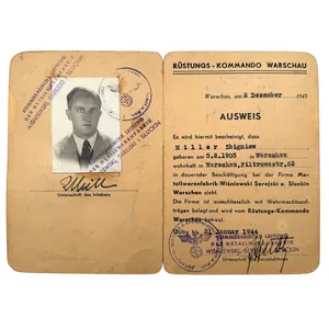 Original WWII German Rüstungs-Kommando Warschau Ausweis