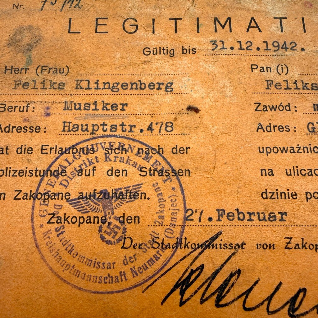 Original WWII German Legitimation Der Stadtkommissar von Zakopane / Distrikt Krakau in Poland — image 2