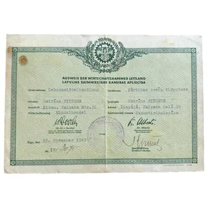 Original WWII German Ausweis der Wirtschaftskammer Lettland (Riga)