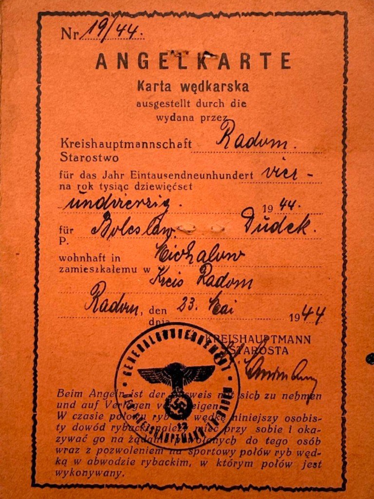 Original WWII German Angelkarte (fishing permit) from Radom in Poland — image 4