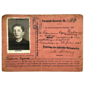 Original WWII German Personal-Ausweis Bauleitung der Luftwaffe in Częstochowa in …
