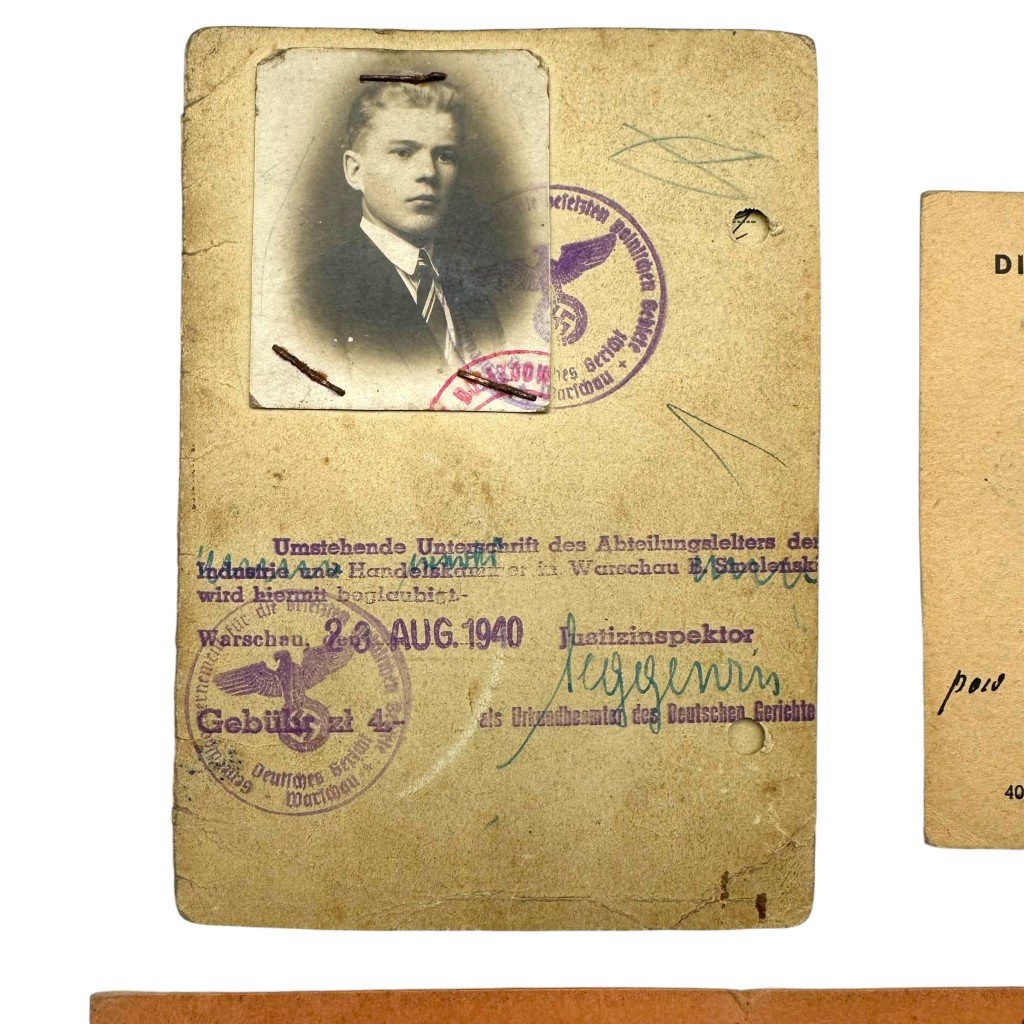Original WWII German Ausweis grouping Warsaw in Poland — image 2