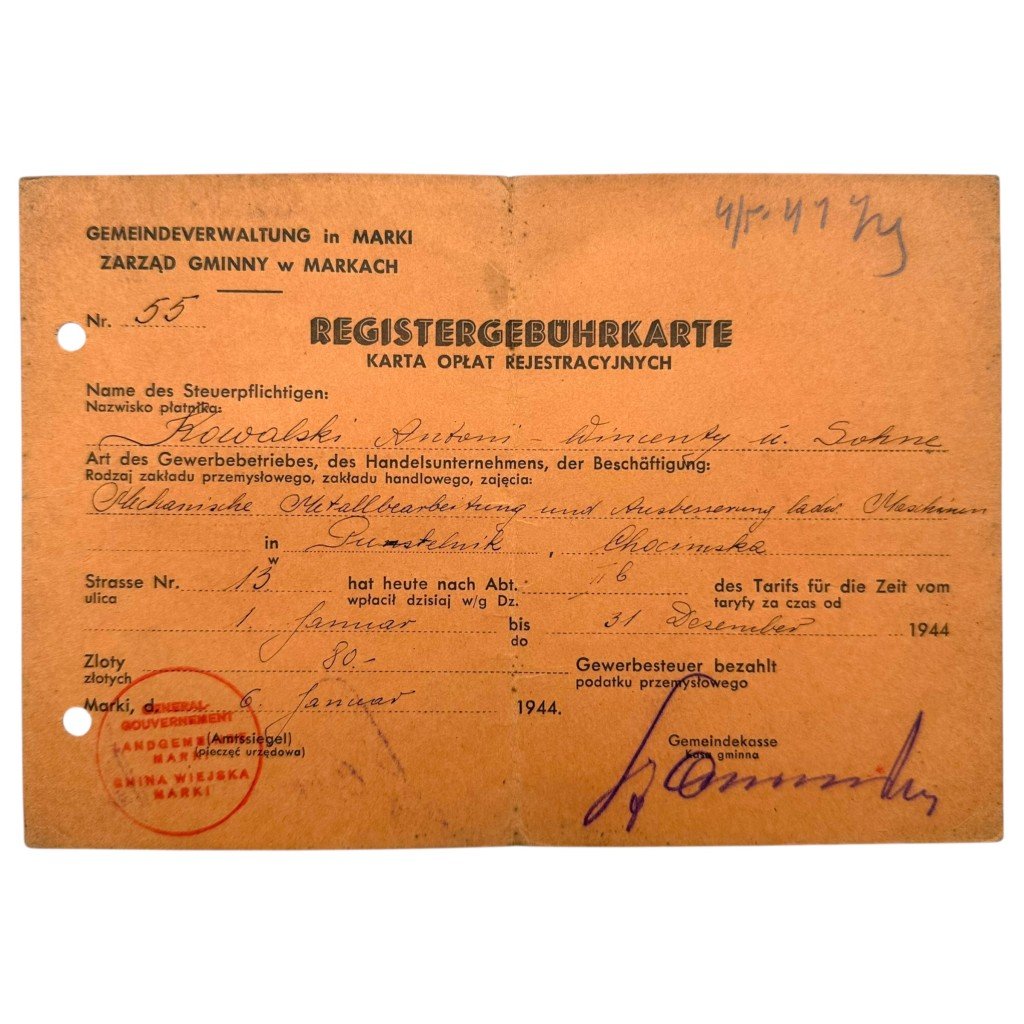 Original WWII German Ausweis grouping Warsaw in Poland — image 5