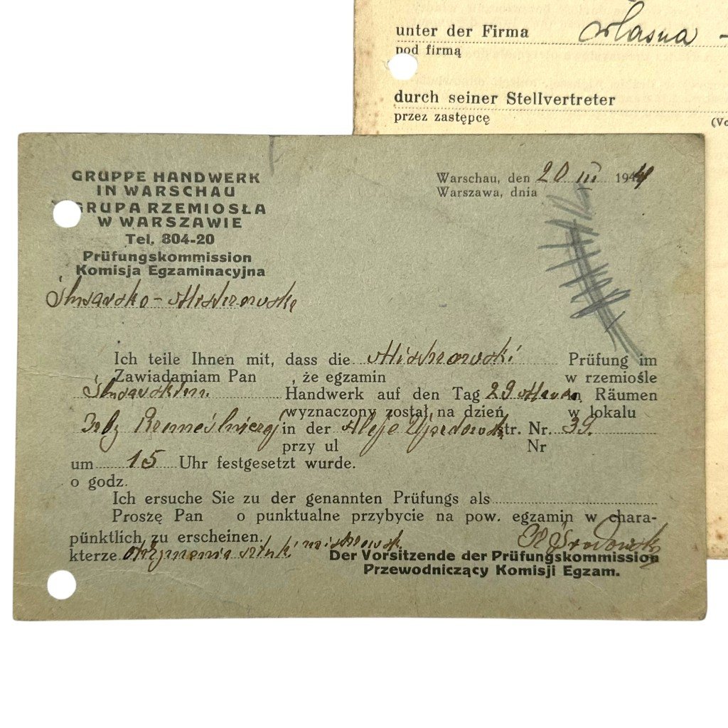 Original WWII German Ausweis grouping Warsaw in Poland — image 8