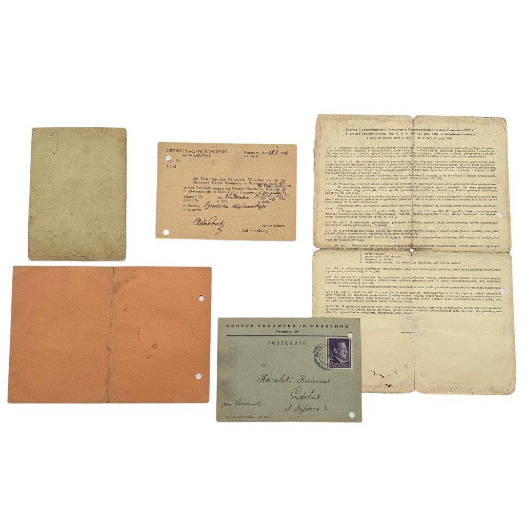 Original WWII German Ausweis grouping Warsaw in Poland — image 9