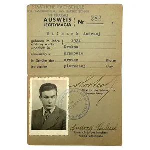 Original WWII German Ausweis / Legitymacja Staatliche Fachschule für Maschinenbau …