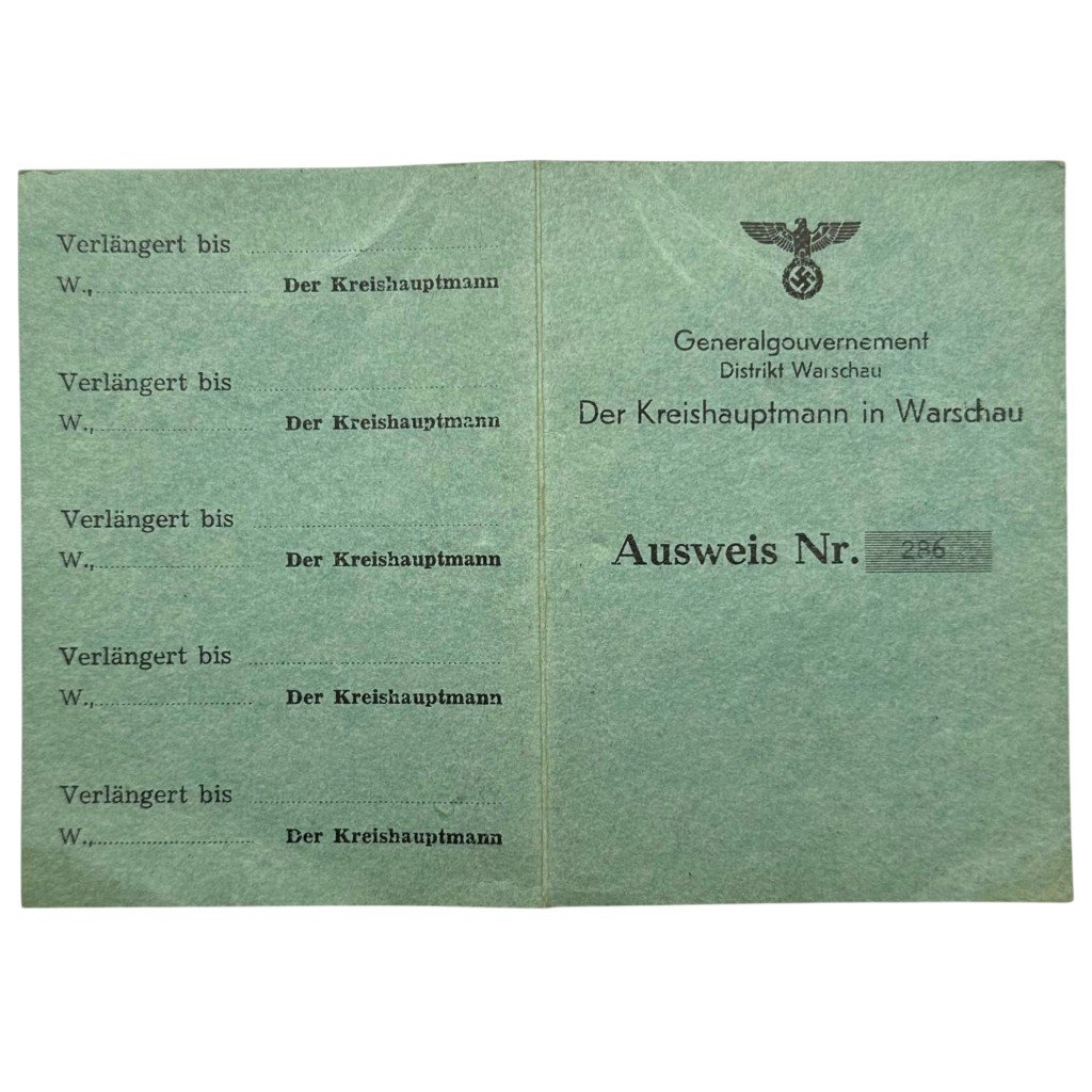 Original WWII German Ausweis Der Kreishauptmann in Warschau in Poland — image 3