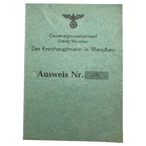 Original WWII German Ausweis Der Kreishauptmann in Warschau in Poland