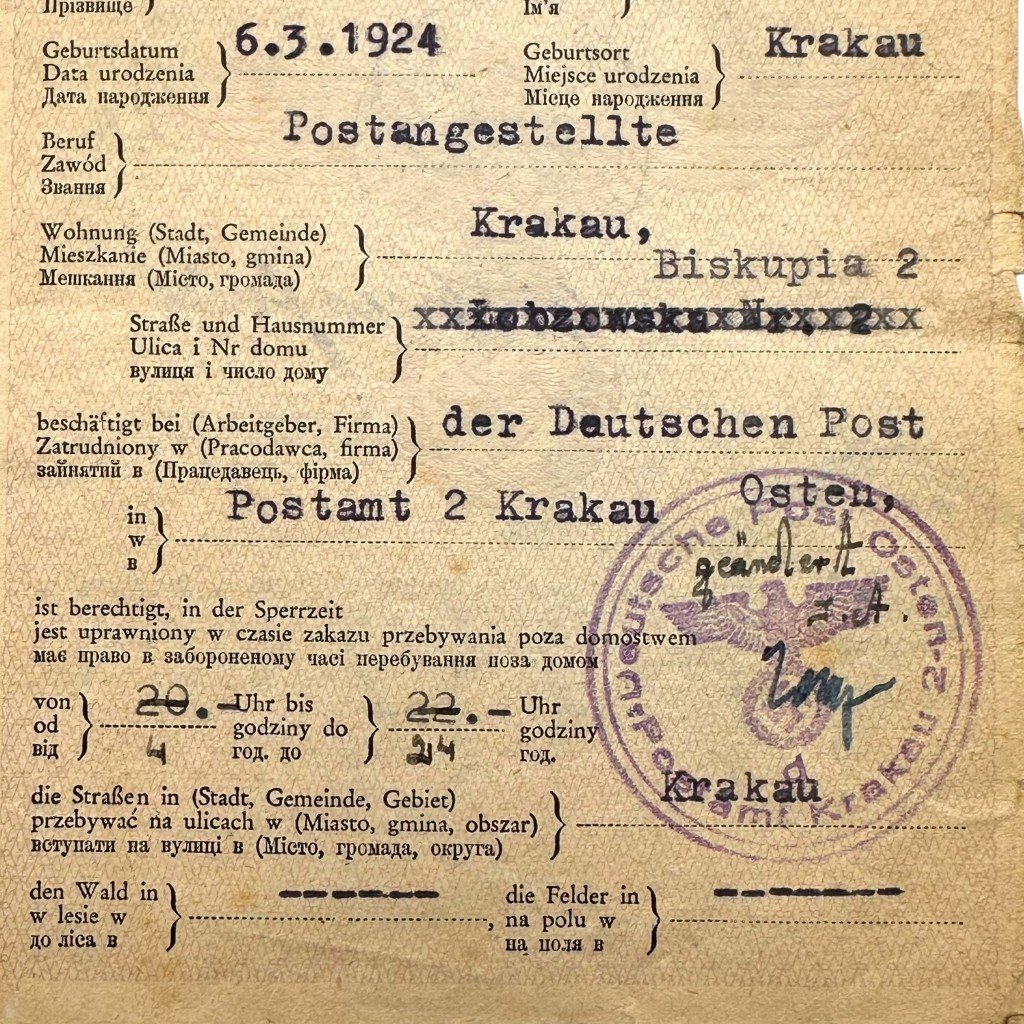Original WWII German Nachtausweis Krakau (Krakow) in Poland — image 3