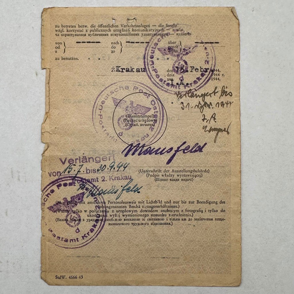 Original WWII German Nachtausweis Krakau (Krakow) in Poland — image 4