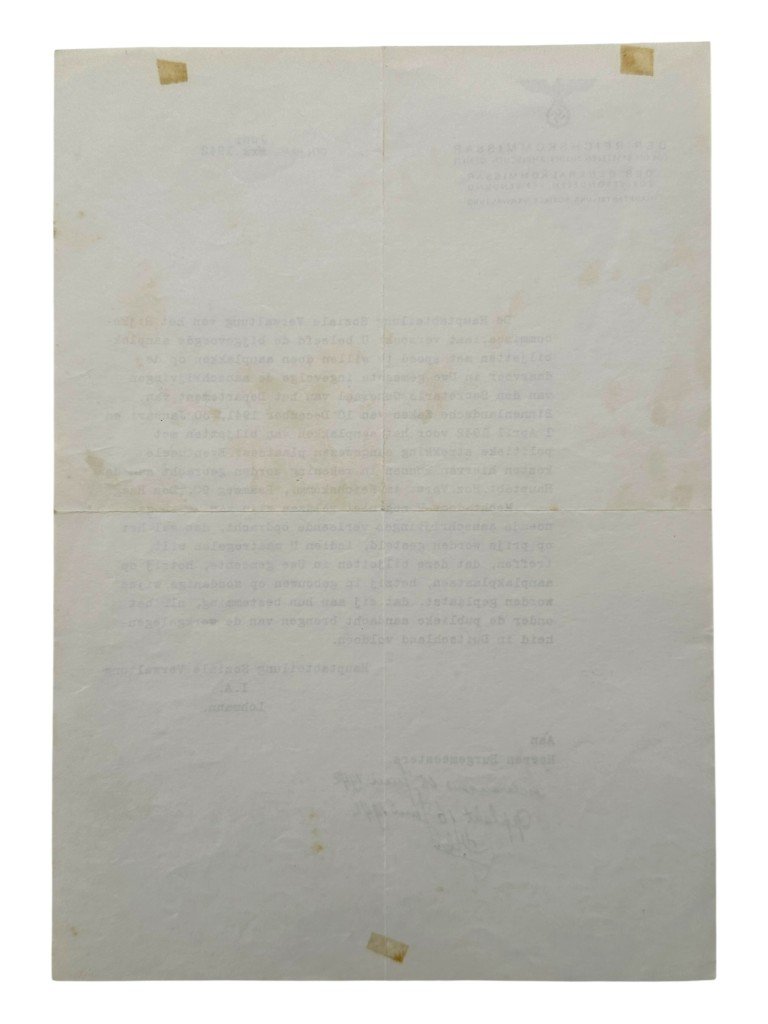 Original WWII German Der Reichskommissar für die besetzten niederländischen Gebiete, Hauptabteilung Soziale Verwaltung document Den Haag — image 3