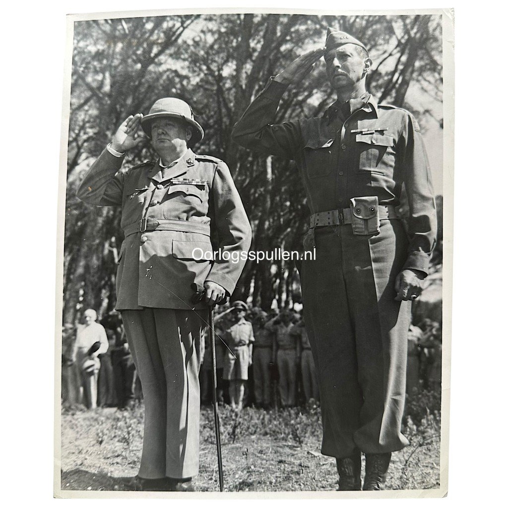 Original WWII British army photo Winston Churchill and US army General Mark Wayne Clark — image 2