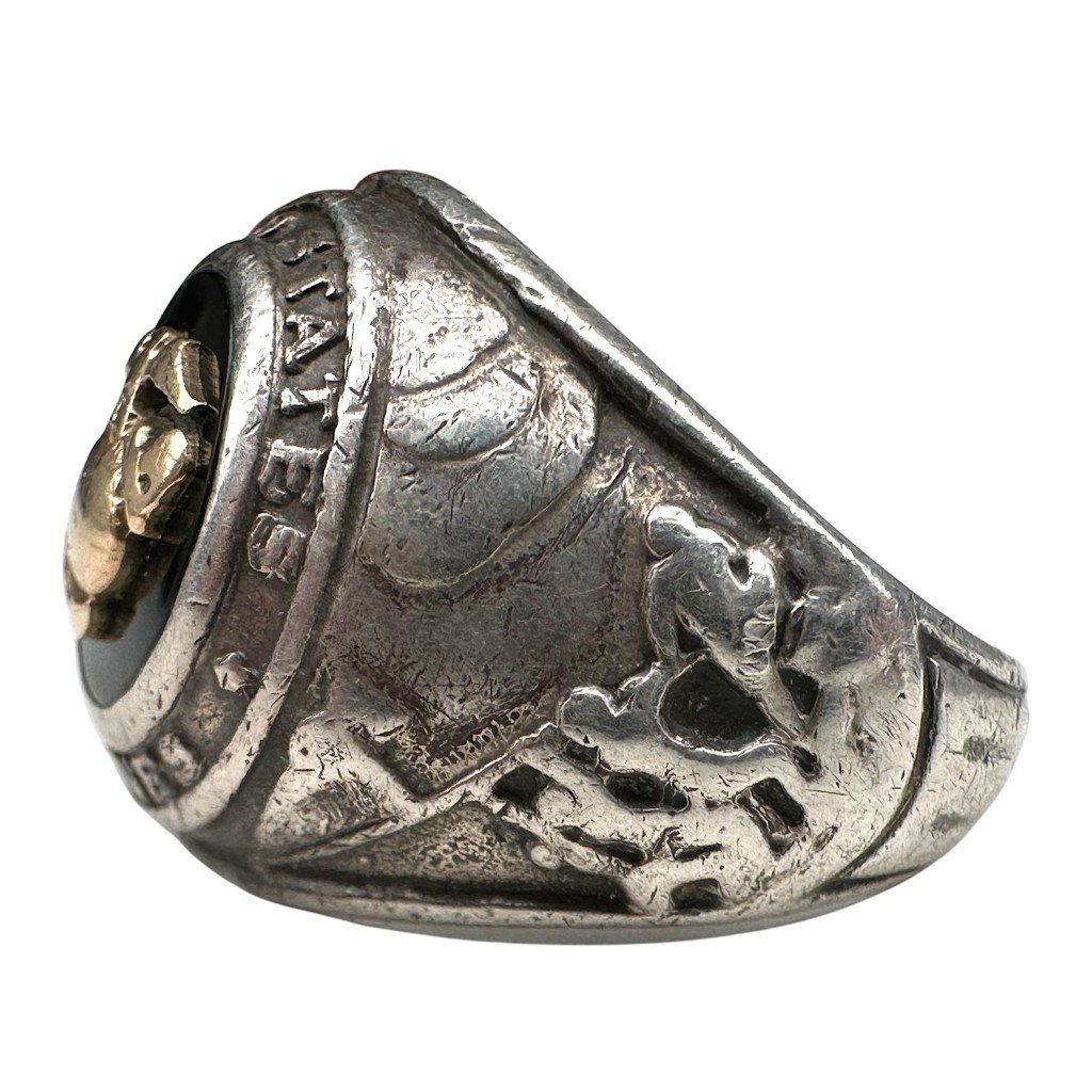 Original WWII USMC sterling silver ring with gold symbol — image 3