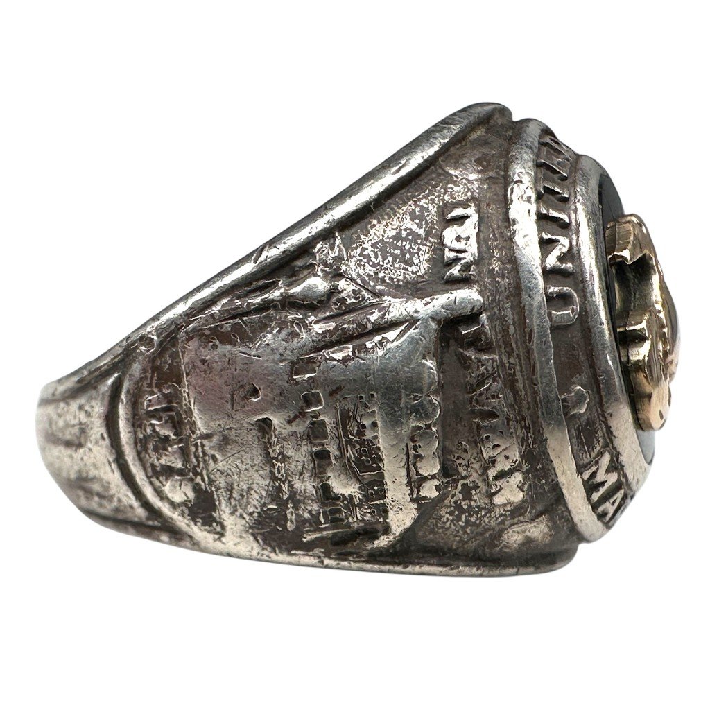 Original WWII USMC sterling silver ring with gold symbol — image 4