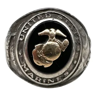Original WWII USMC sterling silver ring with gold symbol