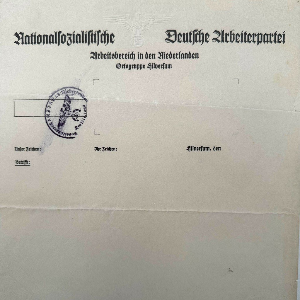 Original WWII German NSDAP Ortsgruppe Hilversum letterhead — image 2