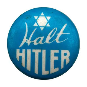Original WWII US Jewish anti-Hitler button