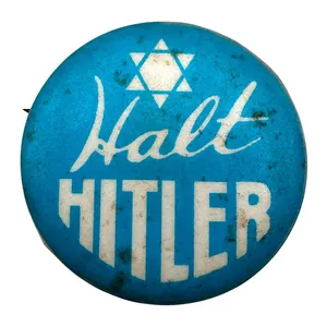 Original WWII US Jewish anti-Hitler button