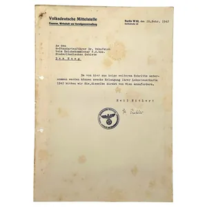 Original WWII German SS-Standartenführer Dr. Wehofsich document Den Haag/Berlin