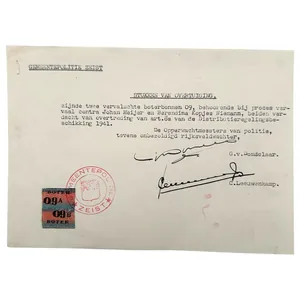 Original WWII Dutch police document Zeist with two forged butter …