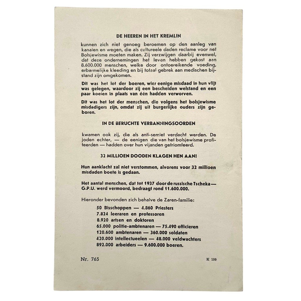 Original WWII Dutch NSB flyer 'Bolsjewistische Massa-Moord' — image 3