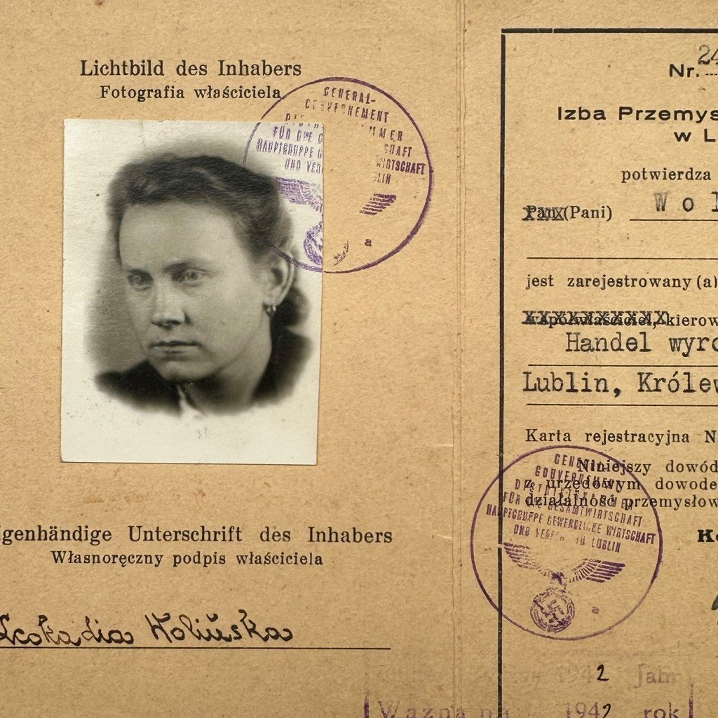 Original WWII German Ausweis Industrie- und Handelskammer / Izba Przemysłowo-Handlowa in Lublin in Poland 1942 — image 3