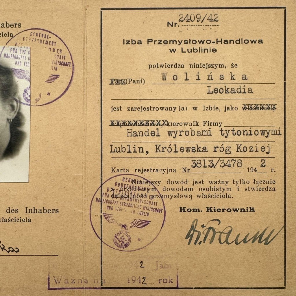 Original WWII German Ausweis Industrie- und Handelskammer / Izba Przemysłowo-Handlowa in Lublin in Poland 1942 — image 4
