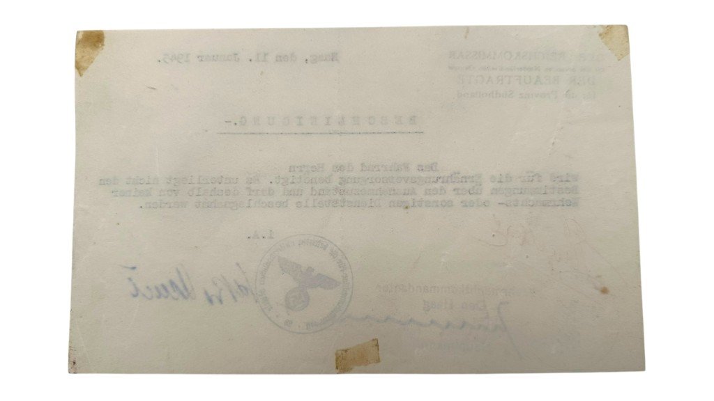 Original WWII German document Den Haag 1945 — image 3