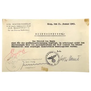 Original WWII German document Den Haag 1945