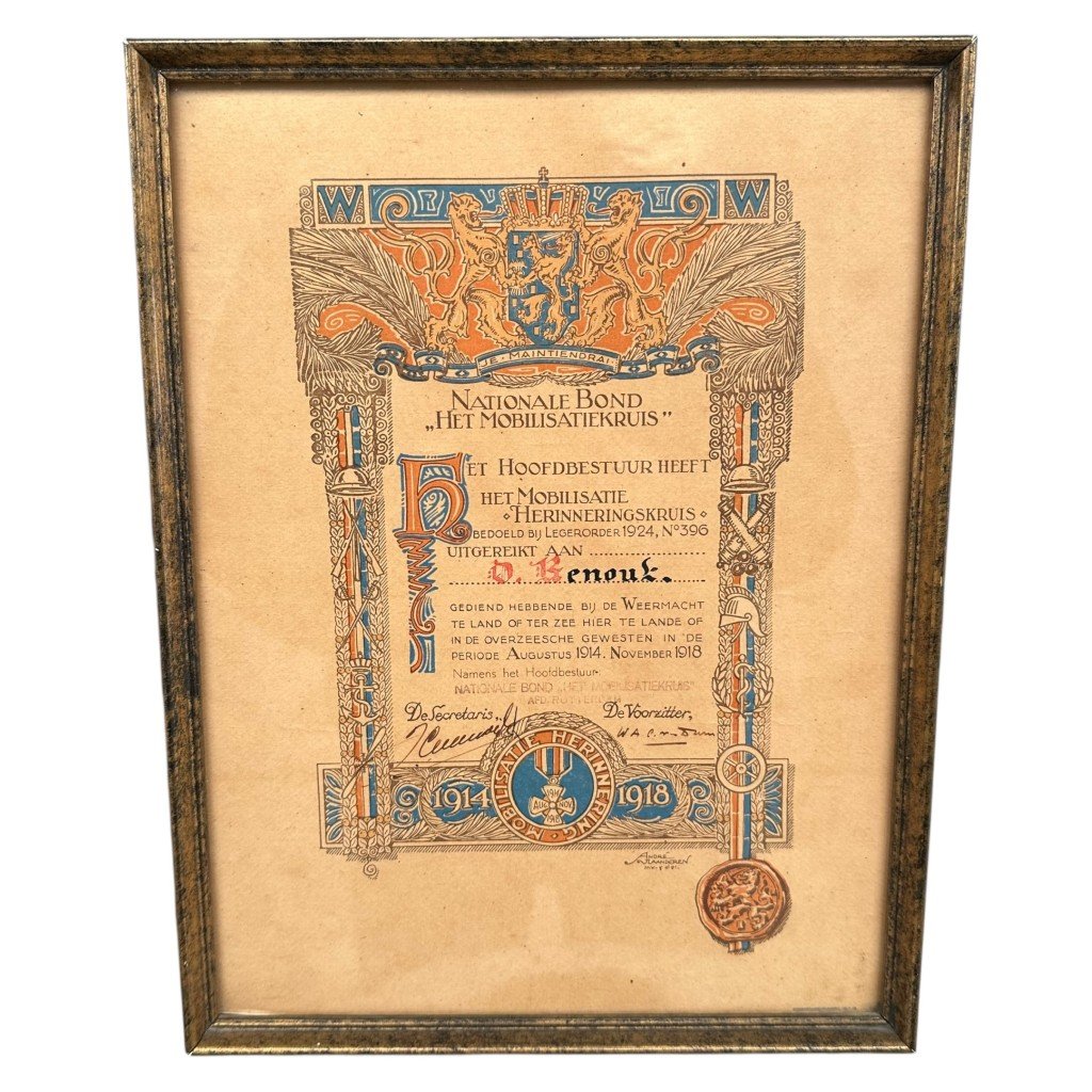 Original Pre 1940 Dutch army 'mobilisatiekruis' with citation — image 2