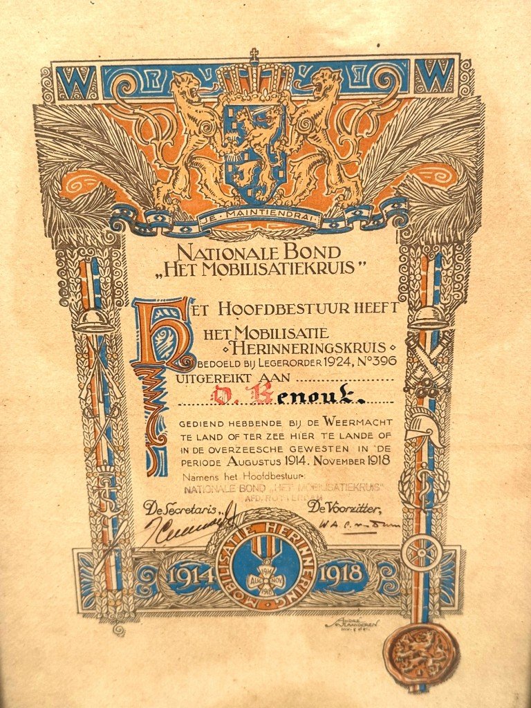 Original Pre 1940 Dutch army 'mobilisatiekruis' with citation — image 3