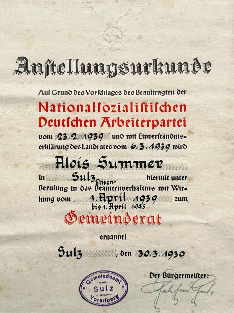Original WWII German NSDAP citation from Sulz — image 3