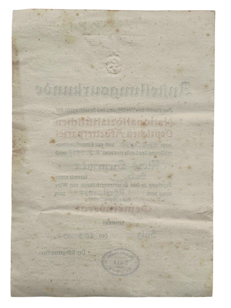 Original WWII German NSDAP citation from Sulz — image 4
