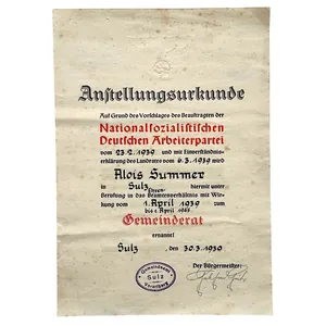 Original WWII German NSDAP citation from Sulz