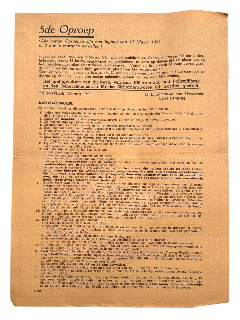 Original WWII Dutch documents lot Heemstede (1942-1943) — image 10