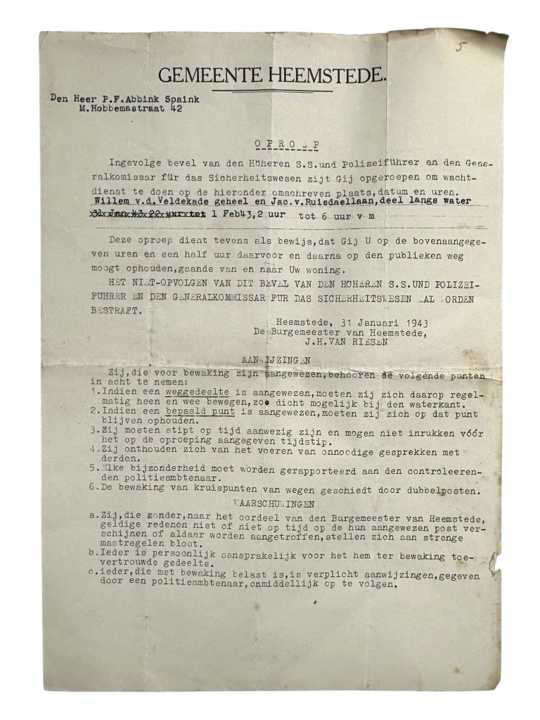 Original WWII Dutch documents lot Heemstede (1942-1943) — image 14