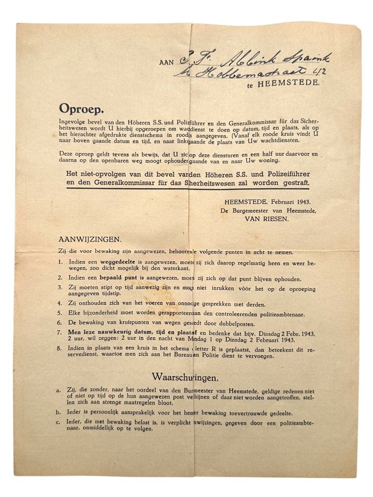 Original WWII Dutch documents lot Heemstede (1942-1943) — image 2