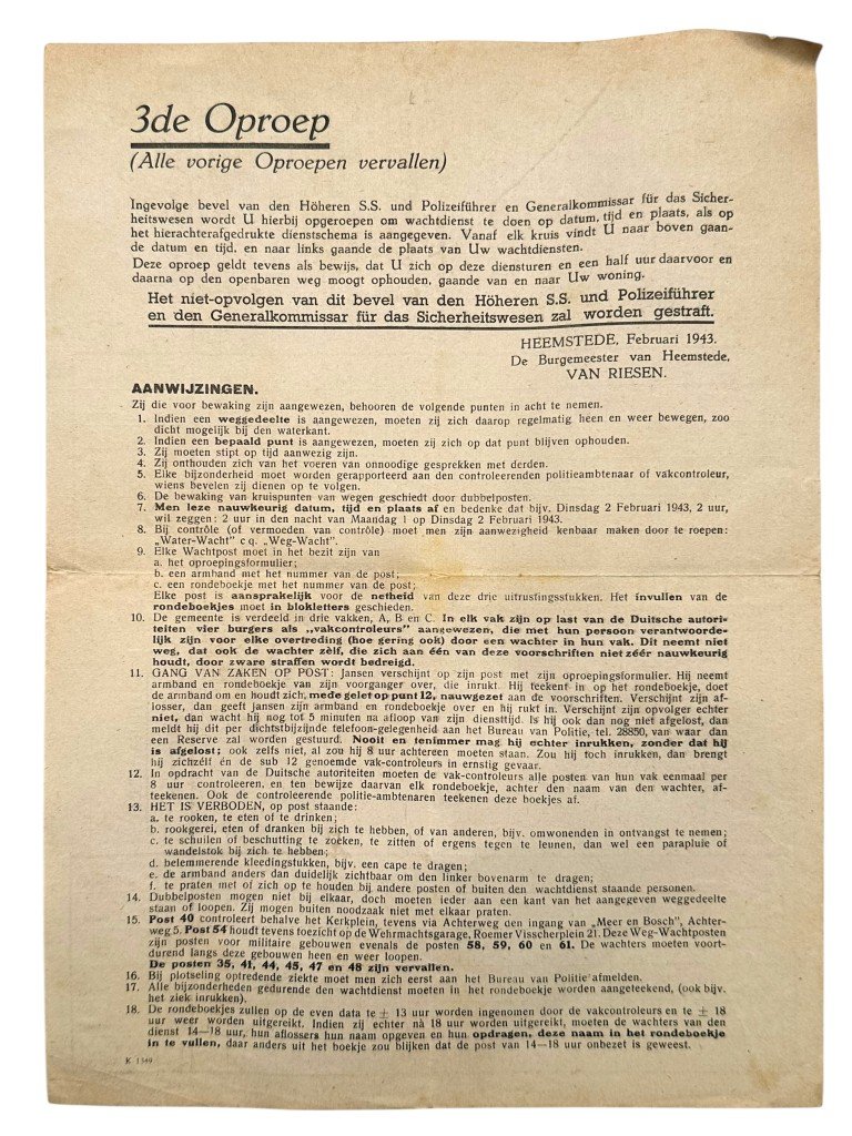 Original WWII Dutch documents lot Heemstede (1942-1943) — image 6