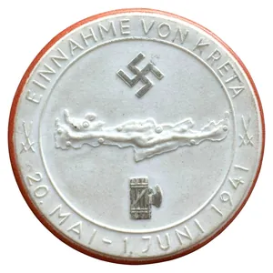 Original WWII German porcelain medal 'Einnahme von Kreta 1941'