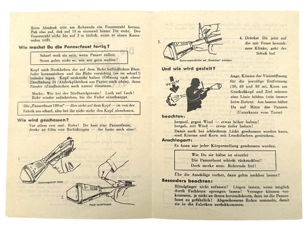 Original WWII German Panzerfaust instruction sheet from 1945 — image 3