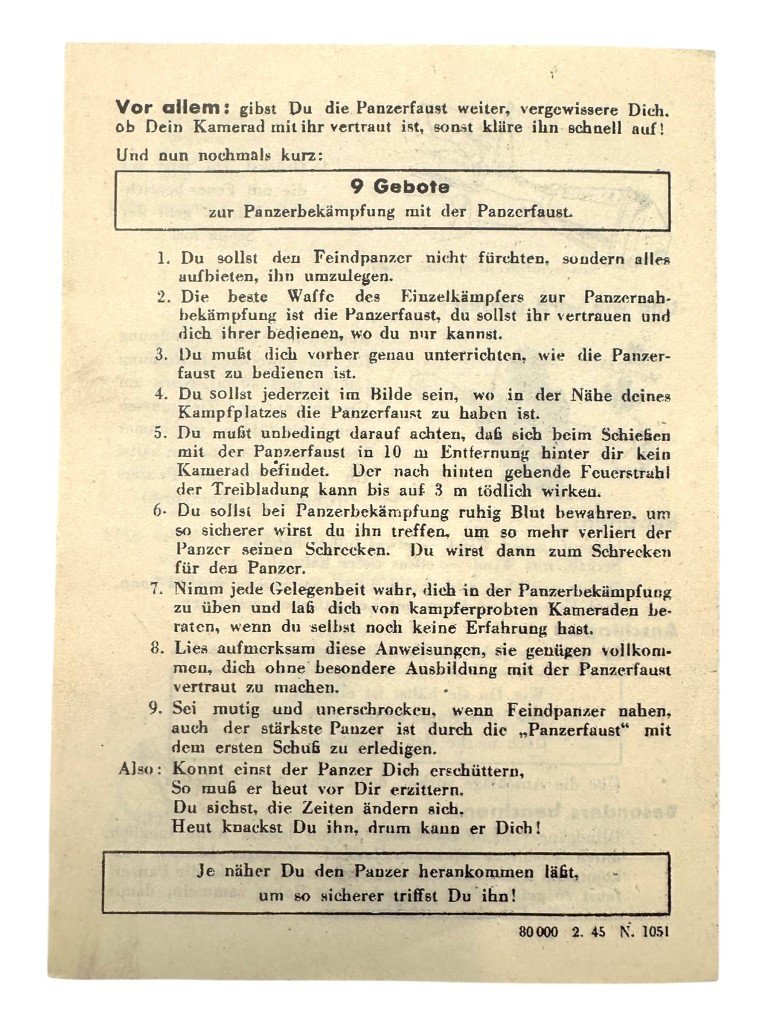 Original WWII German Panzerfaust instruction sheet from 1945 — image 4