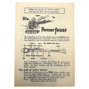 Original WWII German Panzerfaust instruction sheet from 1945