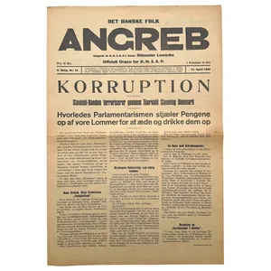 Original early 1934 Danish D.N.S.A.P. newspaper 'Det Danske Folk ANGREB'
