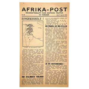 Original WWII Allied propaganda leaflet Afrika-Post 1943